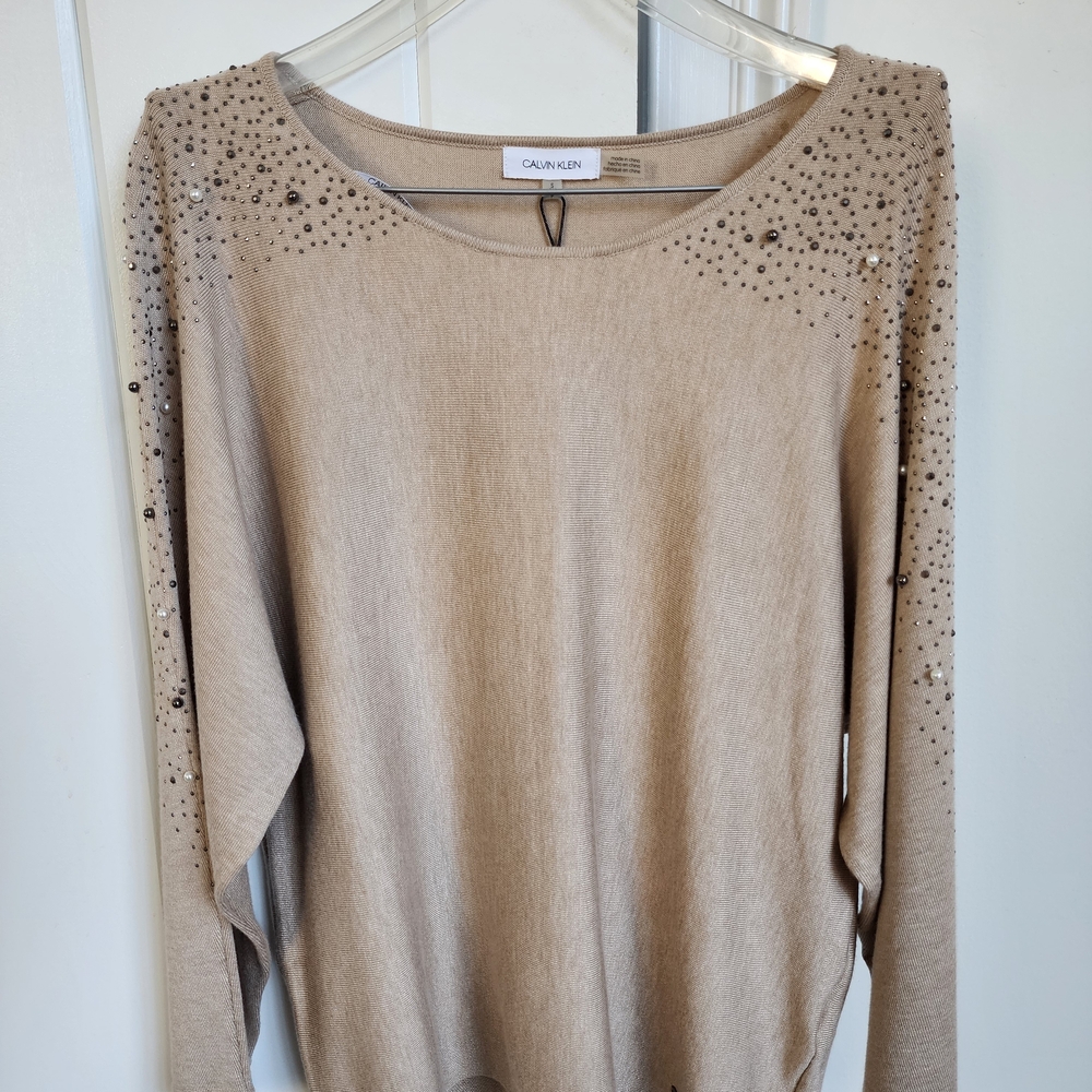 Calvin Klein Tan Embellished Sweater